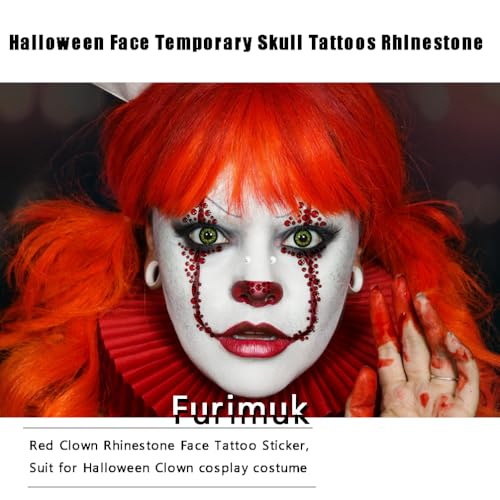 Halloween Face Gems Rhinestone Tattoo Stickers for Festival