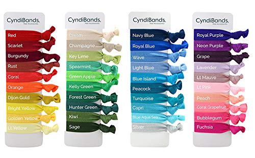 Cyndibands Ribbon Hair Ties - Island Blue - 25 Pack - No Damage Elastic Ribbon Less Crease Ponytail Holders