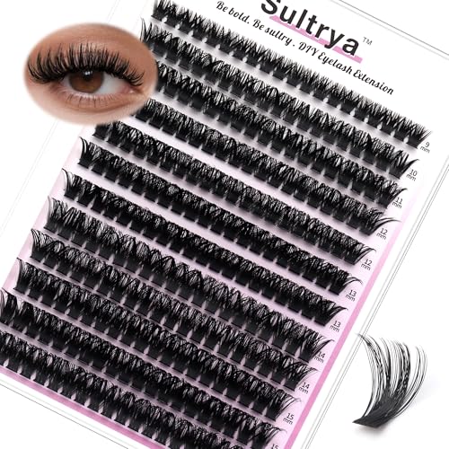 Sultrya 80D Eyelash Extensions Clusters - 240pcs 9-16mm