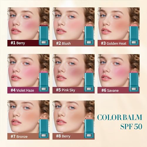 MAEPEOR Face Blush Stick 8 Colors for Cheeks, Eyes & Lips - Shade 07 Bronze