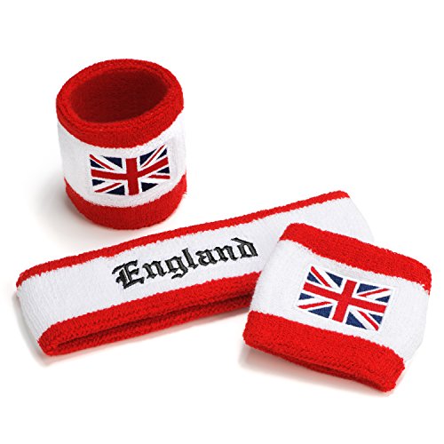 Suddora England Headband & Wristbands Set - Moisture Wicking
