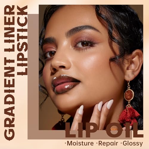Dark Brown Lip Liner & Gloss Set - Moisturizing Plumping Lip Combo