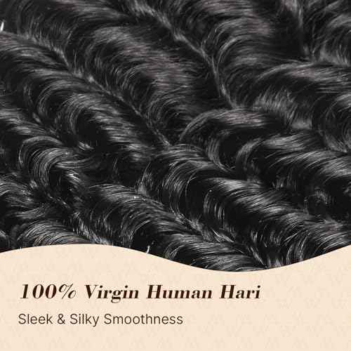 Wequeen 16A Human Braiding Hair Deep Wave 100g 22 Inch 100% Unprocessed Brazilian Virgin Hair No Weft Bulk Human Hair for Braiding Curly Hair Extensions for Boho Braids, Natural Black