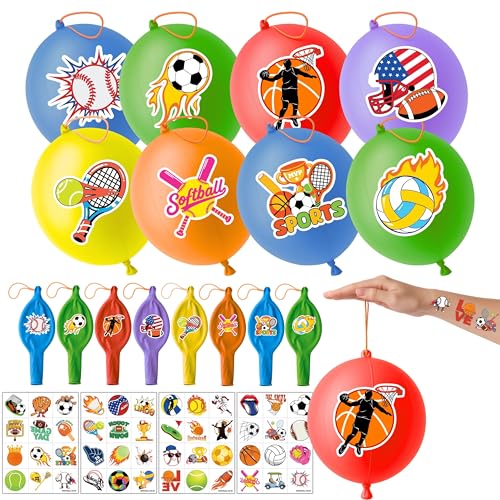 72 PCS Sports Balls Party Favors Kit with Punch Balloons & Tattoos