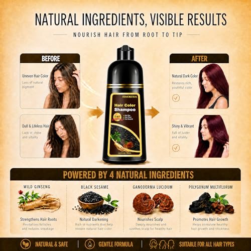 NCEPROHR Burgundy Hair Dye Shampoo - Semi-Permanent Red Hair Color for Gray Coverage