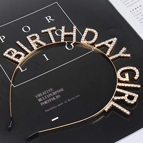 Birthday Girl Tiara with Rhinestones Gold Headband