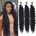 ZRQ Deep Wave Crochet Hair 18 Inch 3 Packs Natural Black