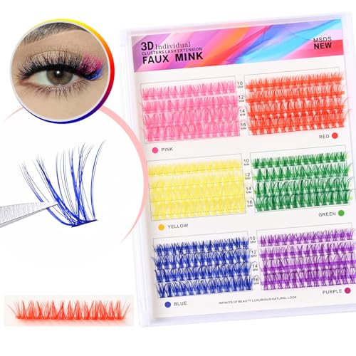 3D Colored Lash Clusters 312 Pcs Fluffy Faux Mink 10-16mm