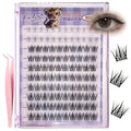 120 Pcs Self Adhesive Eyelashes Asian lashes Extension 11-13mm DIY Eyelashes No Glue with Tweezers Gift for Women International Students(D 11-13mm+lower eyelashes)