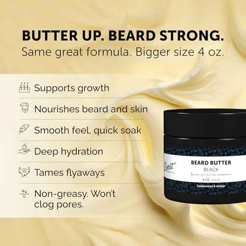 Detroit Grooming Co. Beard Butter for Men | Softens, Thickens & Hydrates with Safflower Oil & Shea Butter | Black Scent, 4oz