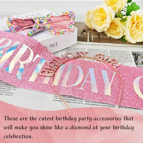 Birthday Girl Sunglasses Crown Set – Pink Glasses & Tiara