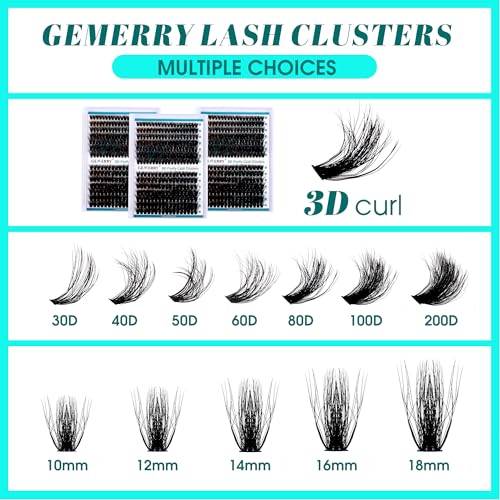 GEMERRY 3D Lash Clusters Fluffy Eyelash Extensions 100P