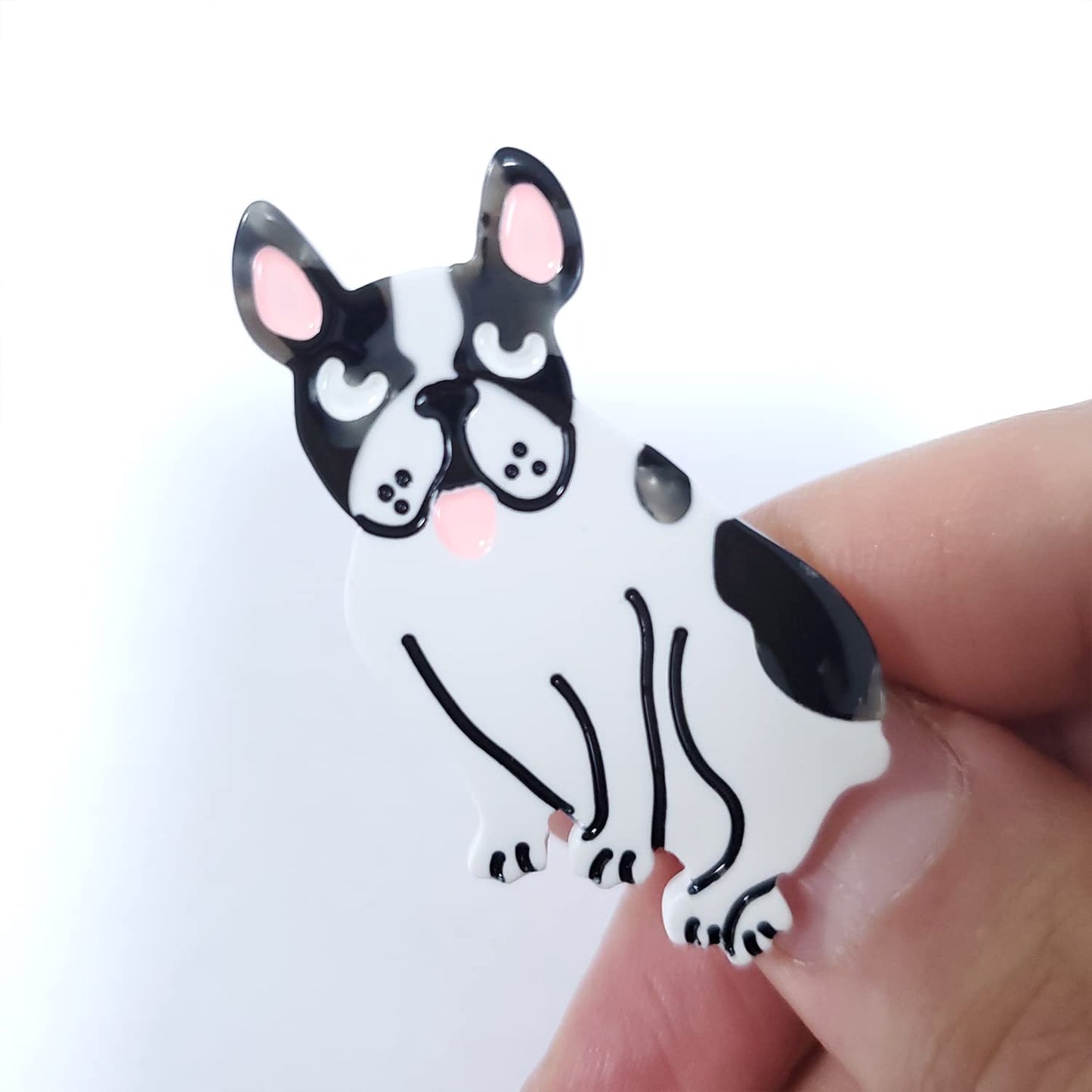 French Bulldog Hair Clips,Cellulose Acetate Hair Clips,Small Hair Clips for Girl,Pack of 2