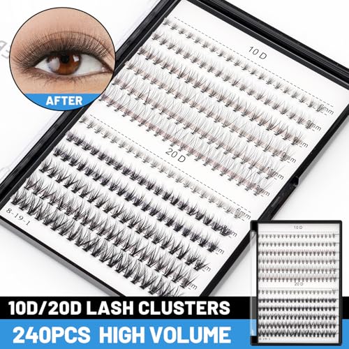 Bodermincer Lash Extensions 240pcs C Curl 10D/20D Cluster
