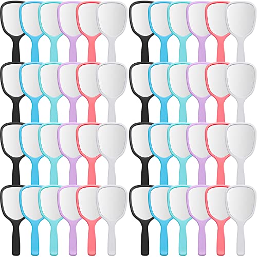 50 Pcs Handheld Mirror Bulk Set - Plastic Hand Mirrors 3.15" x 7.09", 6 Colors