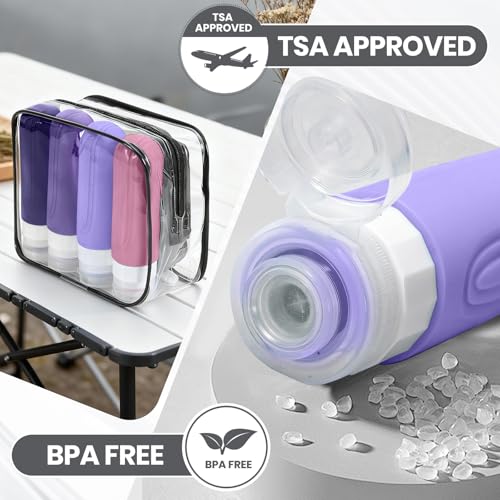 TSA Approved Travel Bottles Set - 8 Pack Silicone Containers