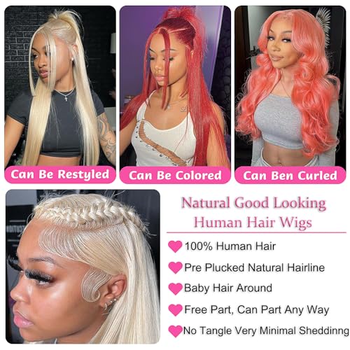 Blonde 613 Lace Front Wig Human Hair 13x4 HD Straight 26"