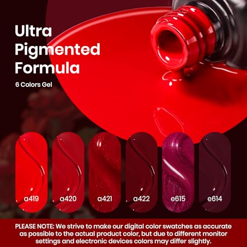 Beetles Red Gel Polish Set - 6 Colors Soak Off LED UV