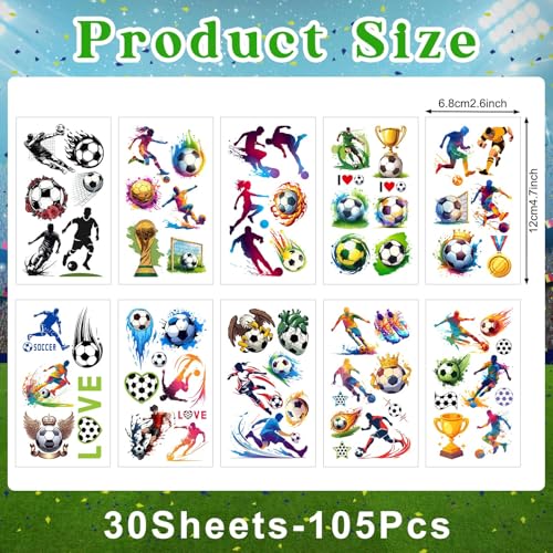 360 Soccer Temporary Tattoos for Kids & Adults