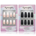Hypnaughty Press On Nails - Rhinestone & Noir Black Matte Coffin, Trendy & Salon Quality Reusable Nails With Kit