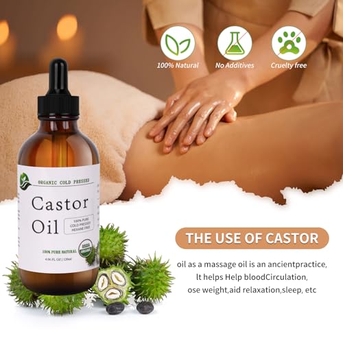 Organic Castor Oil - Cold Pressed & Unrefined - 4.23 fl. oz