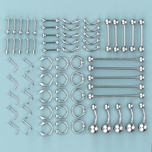 120PCS Professional Body Piercing Kit with Surgical Steel Jewelry