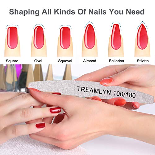 10 Pcs Heavy Duty Nail Files Set - 100/180 Grit Double Sided Emery Boards for Natural & Acrylic Nails - Pack of 1 - Home & Salon Use