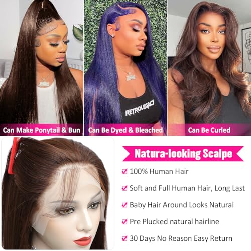 Hermosa 13x4 HD Lace Front Wig 26" 180% Density Chocolate Brown