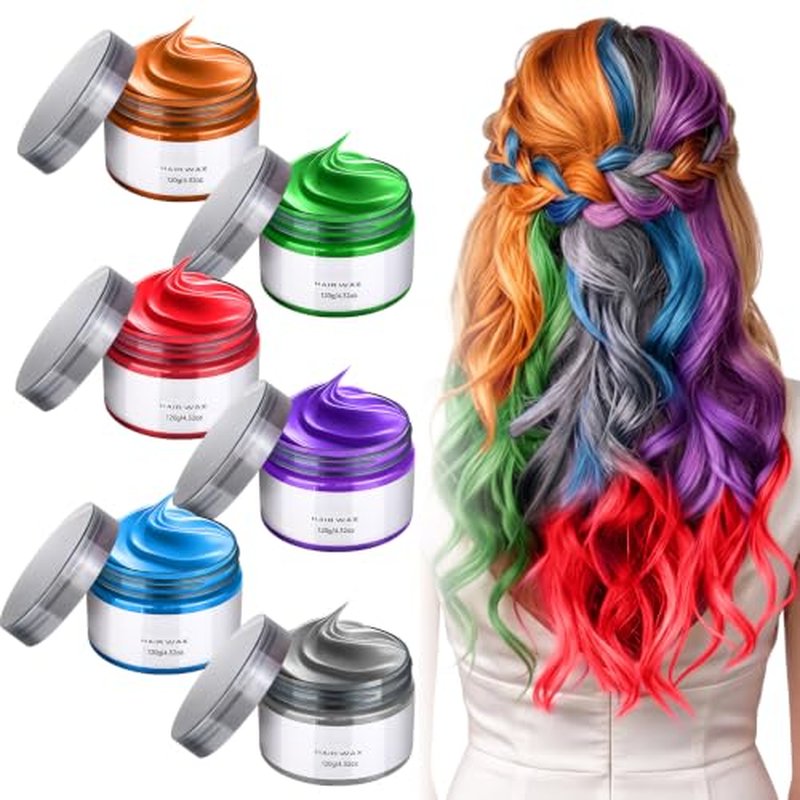 6-Color Temporary Hair Wax Set for DIY Hairstyles | Washable & Gentle