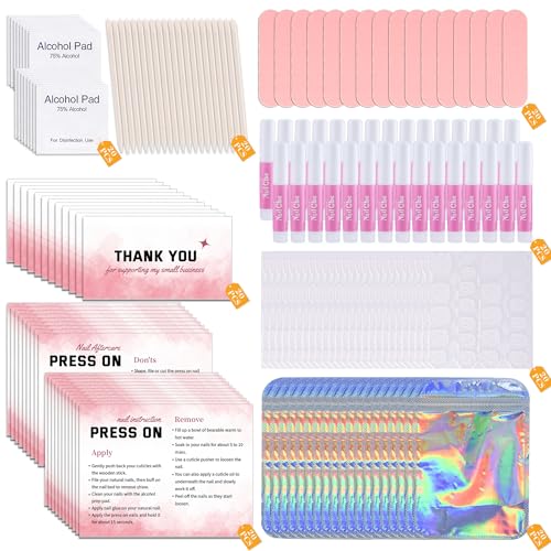 Professional Press On Nail Prep Kit - 20 Piece Set in Pink