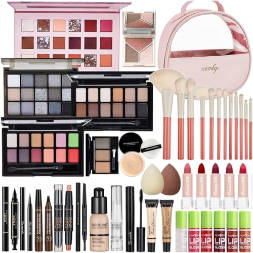 All-In-One Makeup Kit with Brushes & Travel Bag