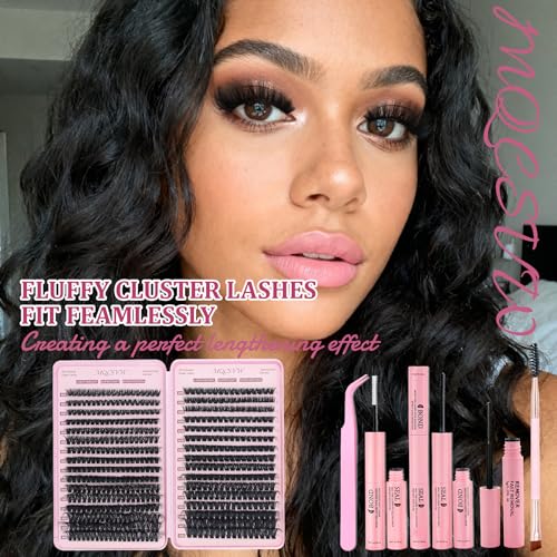 80D+100D Lash Clusters Kit with Tools - Wispy Fluffy Extensions 10-18mm