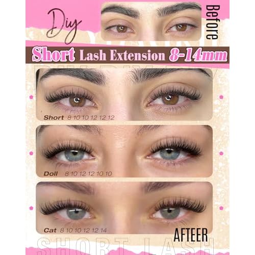 Short Lash Clusters 8-14mm Natural Cluster Eyelashes Ultra-Thin Band Cluster Eyelash Extensions Wispy Lash Extension DIY Silk Mink Eyelash Clusters Super Natural