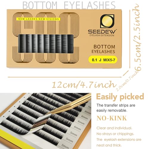 Bottom Lash Extensions 5-7mm J Curl 0.10mm 12 Rows