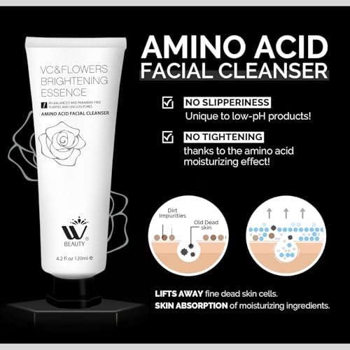 WBM Facial Cleanser with Amino Acid, Perfect Anti-Aging, Skin Brightening and Wrinkle Reducing Acne Daily Face Wash for All Skin Types With Organic & Natural Ingredients - 4.2 fl oz/120 ml