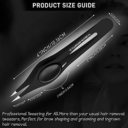 Professional Stainless Steel Eyebrow Tweezers Set - Slant & Pointed Tips for Facial Hair Removal