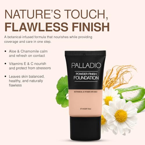 Palladio Powder Finish Liquid Foundation | Natural Matte, Porcelain