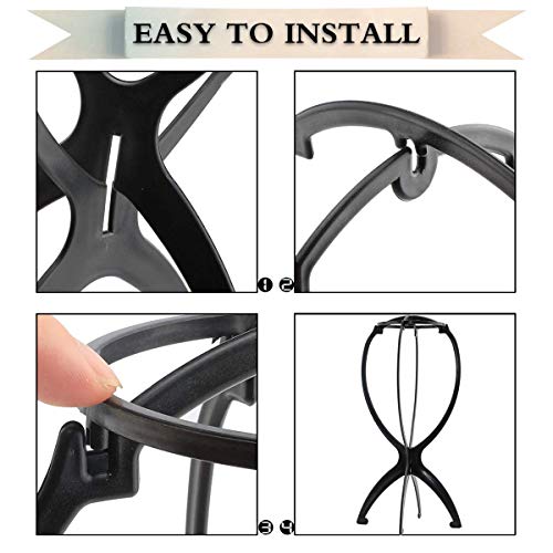 DANSEE 6-Pack Short Wig Stand 14.2" Portable Wig Holder