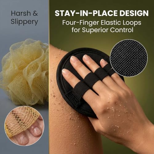 VIREXEL Exfoliating Gloves for Shower - Gentle Rubber Body Scrubber