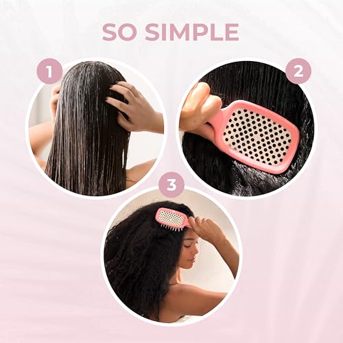 FHI Heat UNbrush Detangling Brush for Pain-Free Brushing on All Wet or Dry Hair Types — Durable DuoFlex Anti-Static Bristles, Lightweight Handle, Vented Hair Brush, Rose Dark Pink