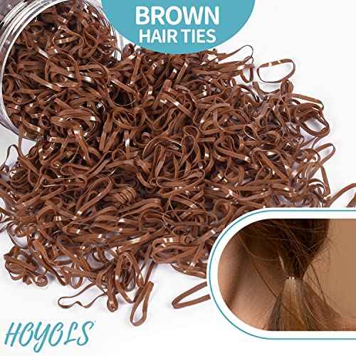 HOYOLS 1500 Pcs Brown Elastic Hair Bands ? Small TPU Rubber Bands for Girls & Women, No Damage Hair Ties, Stretchy Ponytail Holders for Fine, Thin to Medium Hair (Brown)