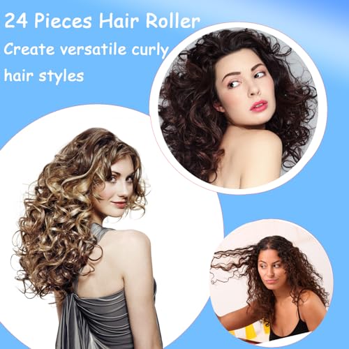 ZMD 24PCS Plastic Hair Rollers Set - 0.8 Inch Heatless Curlers