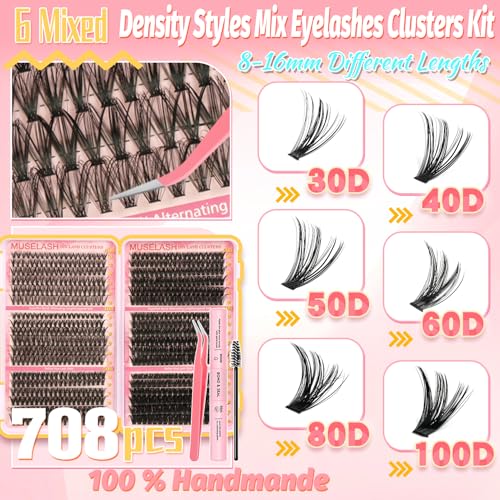 Wispy Lash Clusters Kit - 708pc Individual Eyelash Extensions 30D-100D