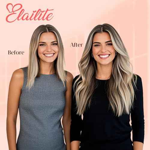 Elailite Tape in Hair Extensions Human Hair Thick Real Remy Hairpieces Ash Blonde & Bleach Blonde 16 Inch 50g 20pcs Straight Invisible Seamless Skin Weft Best Tape for Women