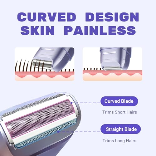 Electric Razors for Women, Waterproof Wet Dry Mini Electric Shaver for Women - Cordless Rechargeable Foil Shaver for Hair Removal, Legs, Face, Body, Bikini,Sensitive Skin, Teens (Purple)