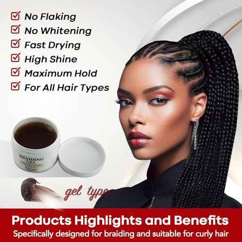 Edge, Braid, & Loc Maximum Hold Edge Control & Braiding Gel for Natural, Relaxed, Dry, Dull Hair - No Flaking, No Whitening, Fast Drying, High Shine, Maximum Hold Up to 48 Hrs (8.8 oz)