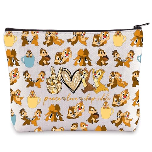 WZMPA Chip Squirrel Cosmetic Bag Dale Lover Gifts Peace Love C£¦D Makeup Zipper Pouch Bag Squirrel Merchandise (Love C£¦D 2-Full)
