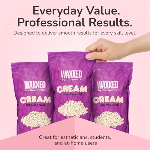 WAXXED Cream Hard Wax Beads 2.2LB ? Professional Cream Hard Wax for Hair Removal ? Titanium Dioxide Infused Wax Beads for Sensitive Skin ? Smooth Application & Clean Removal ? Salon & Home Use