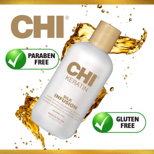 CHI Keratin Silk Infusion,Hydrating Hair Serum For Restoring Softness & Shine,Helps Dry,Damaged Hair,Sulfate-free,6 Oz,(Pack of 2)
