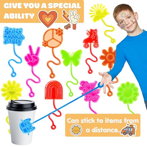 48pc Groovy Party Favors - Sticky Hands & Temporary Tattoos